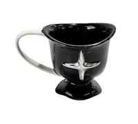 APVPOPOKGM Tazza semplice in ceramica con stella e manico grande, tazza da caffè, tazza da latte, tazza da colazione, tè for uso domestico(A black)