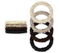 APXEL 4 Scrunchies per Capelli Seta, Elastico in Scrunchies, Set Elastici Capelli Stoffa Raso, Lussuose, Elastiche per Ricci E Lisci(Nero, Marrone, Champagne, Albicocca)