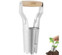 APXEL Strumento Pianta Bulbi, Strumento per Piantare Ferro Cromato Graduato, Trapiantatore foraterra manuale per bulbi, Piantabulbi Veloce, Manico in Legno per Bulbi, Pianta Ortaggi