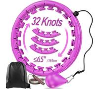 APzek Cerchio per esercizi con 32 nodi staccabili, dimensioni forti, non cadono, per adulti e principianti, massaggio fitness 2 in 1, con palla rotante automatica, viola