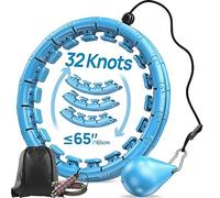 APzek Cerchio ponderato per esercizi taglie forti, 32 nodi staccabili per adulti e principianti, 2 in 1 per addominali, fitness, massaggio, non cadono, con palla rotante automatica