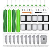 APZOVO Kit di Accessori Ricambi per iRobot Roomba Serie E & I, i7 i7+ i7 Plus /i3 i3+ /i4 i4+ /i6 i6+ /i8 i8+ /E5 /E6 /E7, 4 Spazzole in Gomma, 10 Filtri, 10 Sacchetto di Polvere, 10 Spazzole Laterali