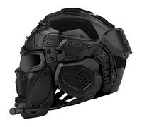 AQ zxdc Casco Tattico Protettivo Integrale, con Maschera per Cuffie, Occhiali, Ventola per L'appannamento, per Softair Paintball,Bk2