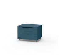 AQA DESIGN accessori casa cassettiera, frontale in MDF, finitura blu opaco, nr1 cassetto con scorrimento e chiusura soft close, maniglia a gola, Made - Blu - 60x45x42 cm