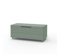 AQA DESIGN accessori casa cassettiera, frontale in MDF, finitura verde salvia, nr1 cassetto con scorrimento e chiusura soft close, maniglia a gola - Verde salvia - 100x45x42 cm
