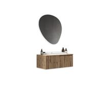 AQA DESIGN accessori casa composizione 3 pezzi bagno, base sospesa con frontali in MDF cannettato, finitura quercia con nodi, nr1 cassetto con - Rovere miele - 90x45x190 cm