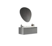 AQA DESIGN accessori casa composizione 3 pezzi bagno, base sospesa con frontali in MDF cannettato, finitura grigio opaco, nr1 cassetto con - Grigio - 90x45x190 cm