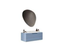 AQA DESIGN accessori casa composizione 3 pezzi bagno, base sospesa con frontali in MDF, finitura azzurro tiffany, nr1 cassetto con scorrimento e - Azzurro - 90x45x190 cm