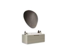 AQA DESIGN accessori casa composizione 3 pezzi bagno, base sospesa con frontali in MDF, finitura tortora opaco, nr1 cassetto con scorrimento e - Tortora - 90x45x190 cm