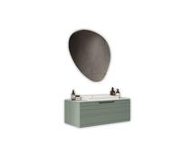 AQA DESIGN accessori casa composizione 3 pezzi bagno, base sospesa con frontali in MDF, finitura verde salvia, nr1 cassetto con scorrimento e - Verde salvia - 90x45x190 cm