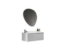 AQA DESIGN accessori casa composizione 3 pezzi bagno, nr1 cassetto con scorrimento e chiusura soft close, maniglia a gola pantografata, nr1 specchio - Bianco - 90x45x190 cm