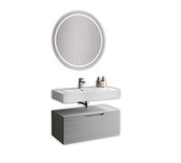 AQA DESIGN accessori casa composizione 3 pezzi bagno, nr2 staffe di supporto a scomparsa, in metallo zincato, nr1 base sospesa con frontali in MDF - Grigio - 100x45x190 cm