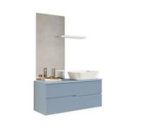 AQA DESIGN accessori casa composizione 4 pezzi bagno, base sospesa con frontali in MDF cannettato, finitura azzurro tiffany, nr2 cassetti con - Azzurro - 120x45x190 cm