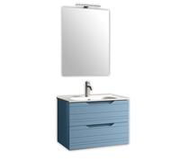AQA DESIGN accessori casa composizione 4 pezzi bagno, base sospesa con frontali in MDF, finitura azzurro tiffany, nr2 cassetti con scorrimento e - Azzurro - 81x46,5x190 cm