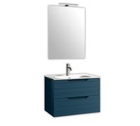 AQA DESIGN accessori casa composizione 4 pezzi bagno, base sospesa con frontali in MDF, finitura blu opaco, nr2 cassetti con scorrimento e chiusura - Blu - 81x46,5x190 cm