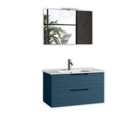 AQA DESIGN accessori casa composizione 4 pezzi bagno, base sospesa con frontali in MDF, finitura blu opaco, nr2 cassetti con scorrimento e chiusura - Blu - 101x46,5x190 cm