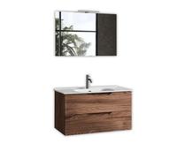 AQA DESIGN accessori casa composizione 4 pezzi bagno, base sospesa con frontali in MDF, finitura rovere rio, nr2 cassetti con scorrimento e chiusura - Rovere - 101x46,5x190 cm