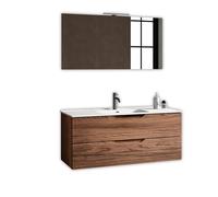 AQA DESIGN accessori casa composizione 4 pezzi bagno, base sospesa con frontali in MDF, finitura rovere rio, nr2 cassetti con scorrimento e chiusura - Rovere - 121x46,5x190 cm