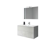 AQA DESIGN accessori casa composizione 4 pezzi bagno, base sospesa in melaminico antigraffio colore avana pietra, superficie antigraffio, nr2 - Avana - 91x46,5x190 cm