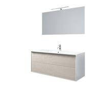 AQA DESIGN accessori casa composizione 4 pezzi bagno, base sospesa in melaminico antigraffio colore avana pietra, superficie antigraffio, nr2 - Avana - 121x46,5x190 cm
