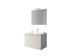 AQA DESIGN accessori casa composizione 4 pezzi bagno, base sospesa in melaminico antigraffio colore avana pietra, superficie antigraffio, nr2 - Avana - 71x46,5x190 cm