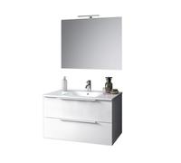 AQA DESIGN accessori casa composizione 4 pezzi bagno, base sospesa in melaminico antigraffio, nr2 cassetti con scorrimento e chiusura soft close, nr1 - Bianco - 81x46,5x190 cm