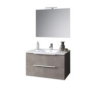 AQA DESIGN accessori casa composizione 4 pezzi bagno, base sospesa in melaminico antigraffio, nr2 cassetti con scorrimento e chiusura soft close, nr1 - Avana - 101x46,5x190 cm
