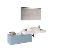 AQA DESIGN accessori casa composizione 4 pezzi bagno, nr2 staffe di supporto a scomparsa, in metallo zincato, lavabo in ceramica, nr1 base sospesa - Multicolore - 190x45x190 cm