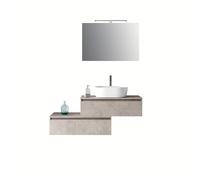 AQA DESIGN accessori casa composizione 5 pezzi bagno, nr2 basi con 1 cassetto soft close, in melaminico antigraffio, colore avana pietra, nr1 lavabo - Avana - 140x45x190 cm