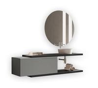 AQA DESIGN accessori casa composizione 5 pezzi bagno, nr4 staffe di supporto a scomparsa, in metallo zincato, lavabo in ceramica, nr1 base sospesa - Multicolore - 200x45x190 cm