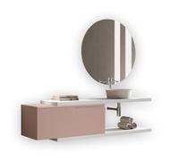 AQA DESIGN accessori casa composizione 5 pezzi bagno, nr4 staffe di supporto a scomparsa, in metallo zincato, lavabo in ceramica, nr1 base sospesa - Multicolore - 200x45x190 cm