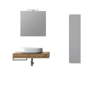 AQA DESIGN accessori casa composizione 5 pezzi bagno, top in mdf scatolato realizzato con tecnologia folding con superficie in pvc antigraffio colore - Quercia - 90x45x190 cm