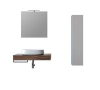 AQA DESIGN accessori casa composizione 5 pezzi bagno, top in mdf scatolato realizzato con tecnologia folding con superficie in pvc antigraffio colore - Noce - 90x45x190 cm