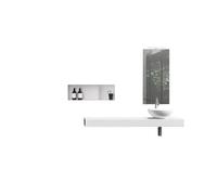 AQA DESIGN accessori casa composizione 6 pezzi bagno, nr2 staffe di supporto a scomparsa, in metallo zincato, lavabo in resina, nr1 lampada led a - Bianco - 165x45x190 cm