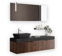 AQA DESIGN accessori casa composizione 7 pezzi bagno, nr2 basi sospese con frontali in MDF cannettato, finitura rovere rio, nr2 cassetti con - Multicolore - 160x45x190 cm