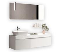 AQA DESIGN accessori casa composizione 7 pezzi bagno, nr2 cassetti con scorrimento e chiusura soft close, maniglia a gola pantografata, nr2 staffe di - Bianco - 160x45x190 cm