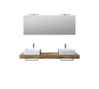 AQA DESIGN accessori casa composizione 8 pezzi bagno, top in mdf scatolato realizzato con tecnologia folding con superficie in pvc antigraffio colore - Quercia - 165x45x190 cm