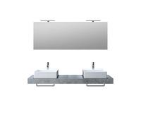 AQA DESIGN accessori casa composizione 8 pezzi bagno, top in mdf scatolato realizzato con tecnologia folding con superficie in pvc antigraffio colore - Cemento - 165x45x190 cm