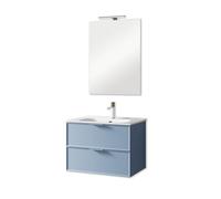 AQA DESIGN accessori casa composizione bagno, base sospesa con frontali in MDF, finitura azzurro tiffany, nr2 cassetti con scorrimento e chiusura - Azzurro - 81x46,5x190 cm