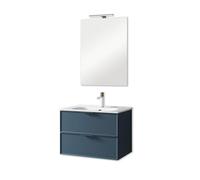 AQA DESIGN accessori casa composizione bagno, base sospesa con frontali in MDF, finitura blu opaco, nr2 cassetti con scorrimento e chiusura soft - Blu - 61x46,5x190 cm