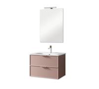 AQA DESIGN accessori casa composizione bagno, base sospesa con frontali in MDF, finitura rosa cipria, nr2 cassetti con scorrimento e chiusura soft - Rosa cipria - 61x46,5x190 cm