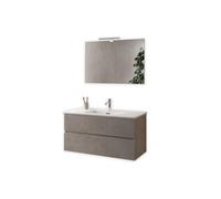AQA DESIGN accessori casa composizione bagno, base sospesa in melaminico antigraffio colore avana pietra, nr2 cassetti con scorrimento e chiusura - Avana - 101x46,5x190 cm