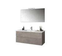 AQA DESIGN accessori casa composizione bagno, base sospesa in melaminico antigraffio colore avana pietra, nr2 cassetti con scorrimento e chiusura - Avana - 121x46,5x190 cm