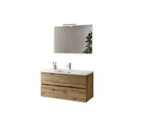 AQA DESIGN accessori casa composizione bagno, base sospesa in melaminico antigraffio colore quercia con nodi, nr2 cassetti con scorrimento e chiusura - Quercia - 101x46,5x190 cm