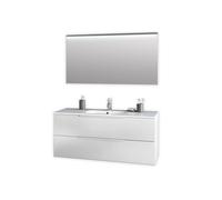 AQA DESIGN accessori casa composizione bagno, base sospesa in melaminico antigraffio, nr2 cassetti con scorrimento e chiusura soft close, nr1 - Bianco - 121x46,5x190 cm