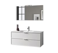 AQA DESIGN accessori casa composizione bagno, nr2 cassetti con scorrimento e chiusura soft close, maniglia in alluminio verniciata con vernice - Bianco - 121x46,5x190 cm