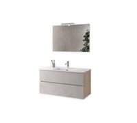 AQA DESIGN accessori casa composizione bagno, nr2 cassetti con scorrimento e chiusura soft close, maniglia a gola in melaminico, nr1 lampada led a - Bianco - 101x46,5x190 cm
