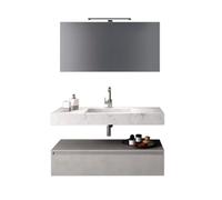 AQA DESIGN accessori casa composizione bagno, top scatolato in hpl laminato, realizzato con tecnica folding antigraffio effetto marmo di carrara - Multicolore - 120x45x190 cm