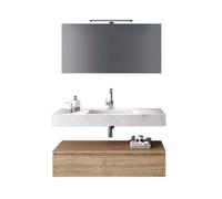 AQA DESIGN accessori casa composizione bagno, top scatolato in hpl laminato, realizzato con tecnica folding antigraffio effetto marmo di carrara - Multicolore - 120x45x190 cm