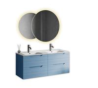 AQA DESIGN accessori casa composizione doppia vasca 4 pezzi bagno, nr2 basi sospese con frontali in MDF, finitura azzurro tiffany, nr4 cassetti con - Azzurro - 120x46,5x190 cm